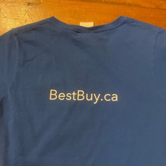 Best Buy Canada Blue Short Sleeve Crewneck Work Uniform Shirt - Picture 2 of 7